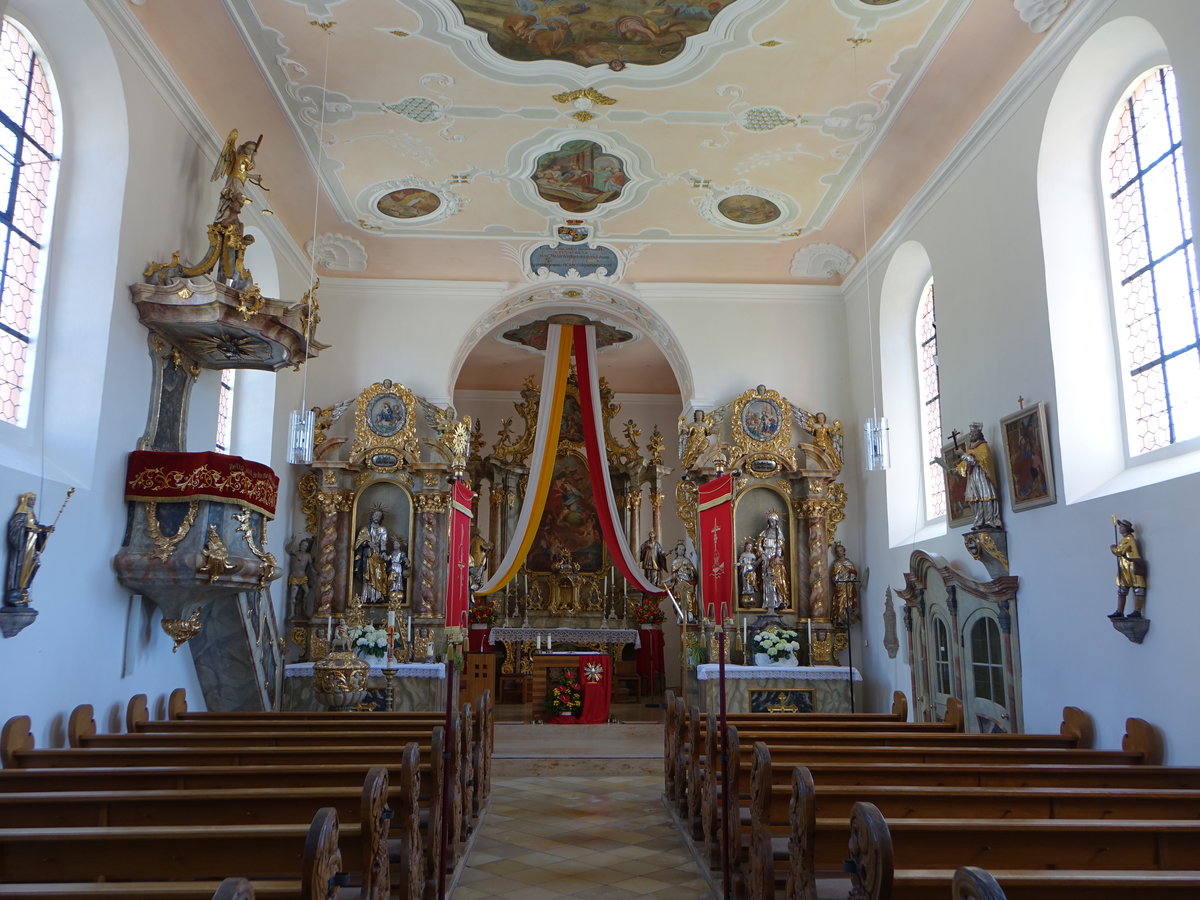 Sindlbach, barocker Innenraum der kath. Pfarrkirche St. Jakobus (11.06.2017)