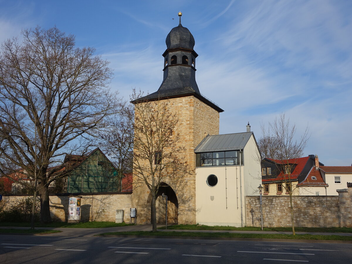 Smmerda, Erfurter Tor am Stadtring, erbaut 1395 (07.04.2023)
