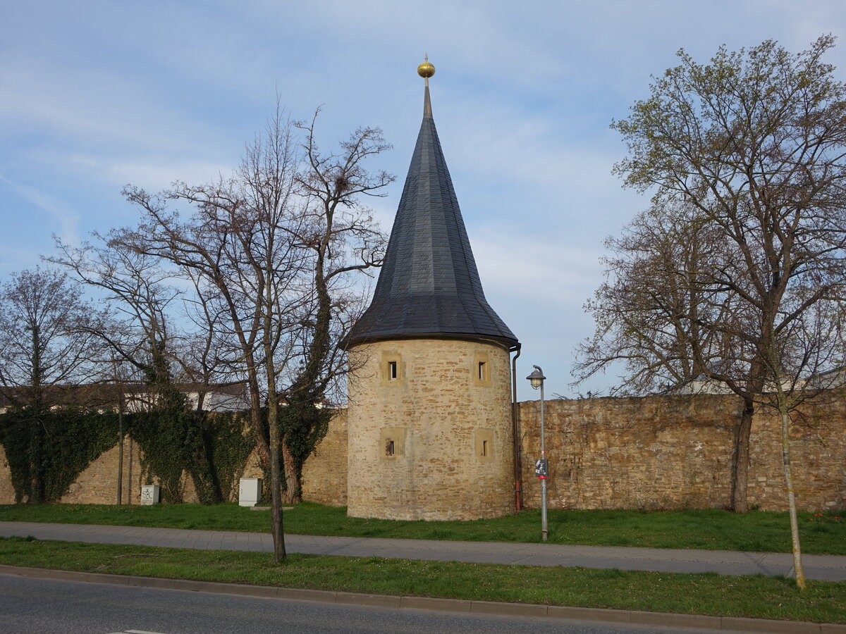 Smmerda, Turm an der Stadtmauer am Stadtring (07.04.2023)