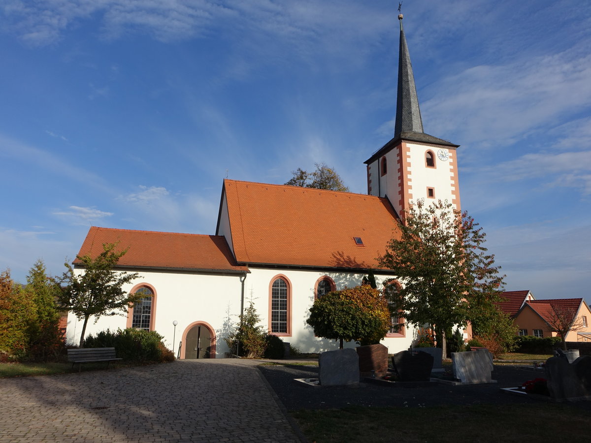 Sondernau, kath. Filialkirche St. Pankratius, Chorturmkirche, Langhaus erbaut um 1600 (16.10.2018)
