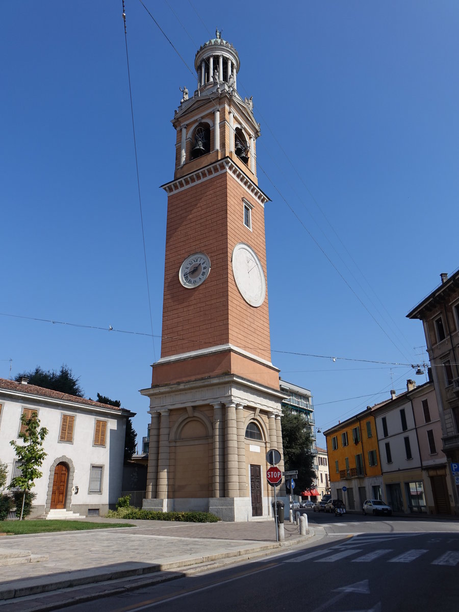 Soresina, Torre Campanaria, erbaut von 1836 bis 1839 durch Luigi Voghera (30.09.2018)