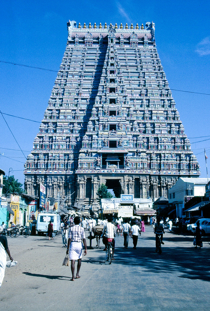 Srivilliputhur Divya Desam Temple. Bild vom Dia. Aufnahme: Dezember 1988.