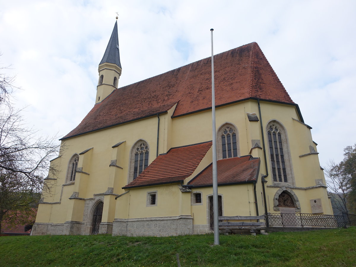 St. Anna bei Ering, Wallfahrtskirche, sptgotische Saalkirche, erbaut im 14. Jahrhundert (20.10.2018)