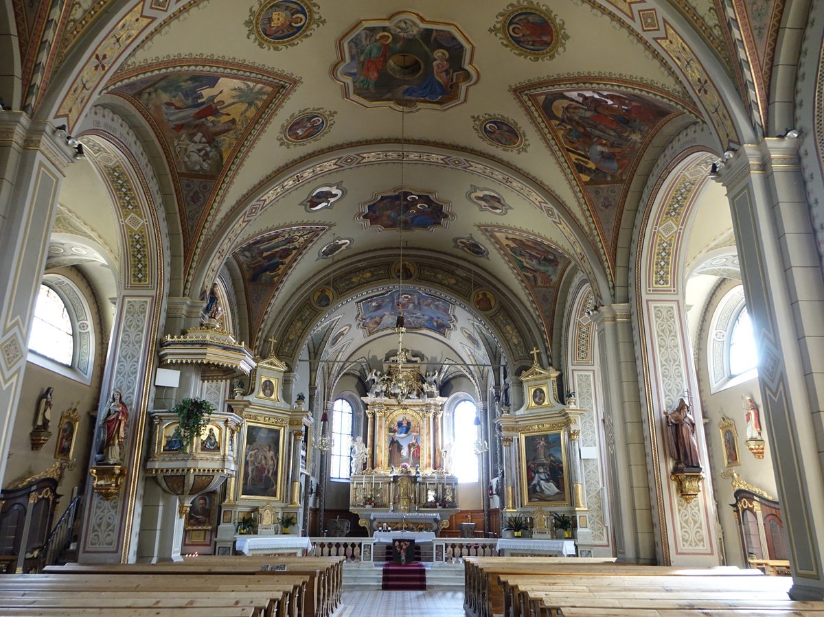St. Christina in Grden, barocker Innenraum in der Pfarrkirche St. Christina, Hochaltar von 1690 (14.09.2019)