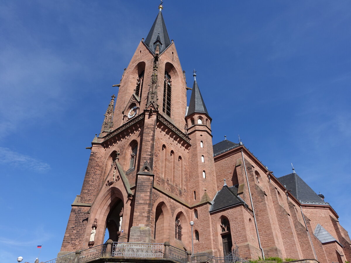St. Ingbert, neugotische Pfarrkirche St. Josef, erbaut von 1890 bis 1893 durch Ludwig Becker (14.07.2023)