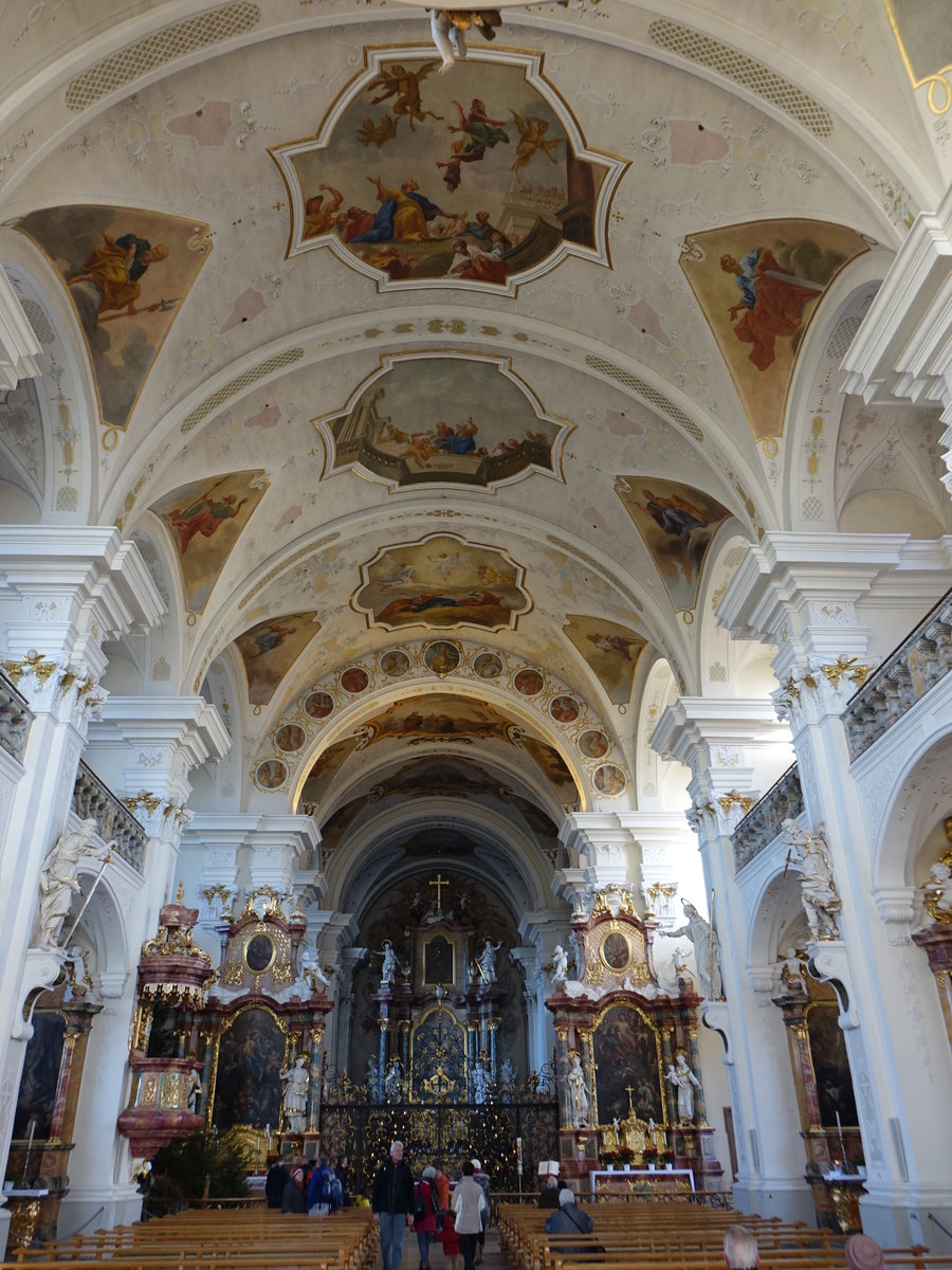 St. Peter im Schwarzwald, Innenraum der Klosterkirche St. Peter und Paul, Deckengemlde von Benedikt Gambs (26.12.2018)