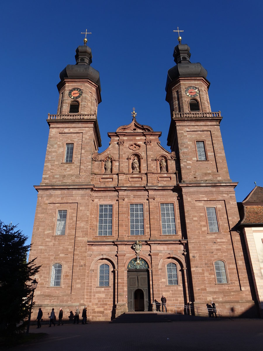 St. Peter im Schwarzwald, Klosterkirche St. Peter und Paul, erbaut von 1724 bis 1727 vom Vorarlberger Baumeister Peter Thumb (26.12.2018)