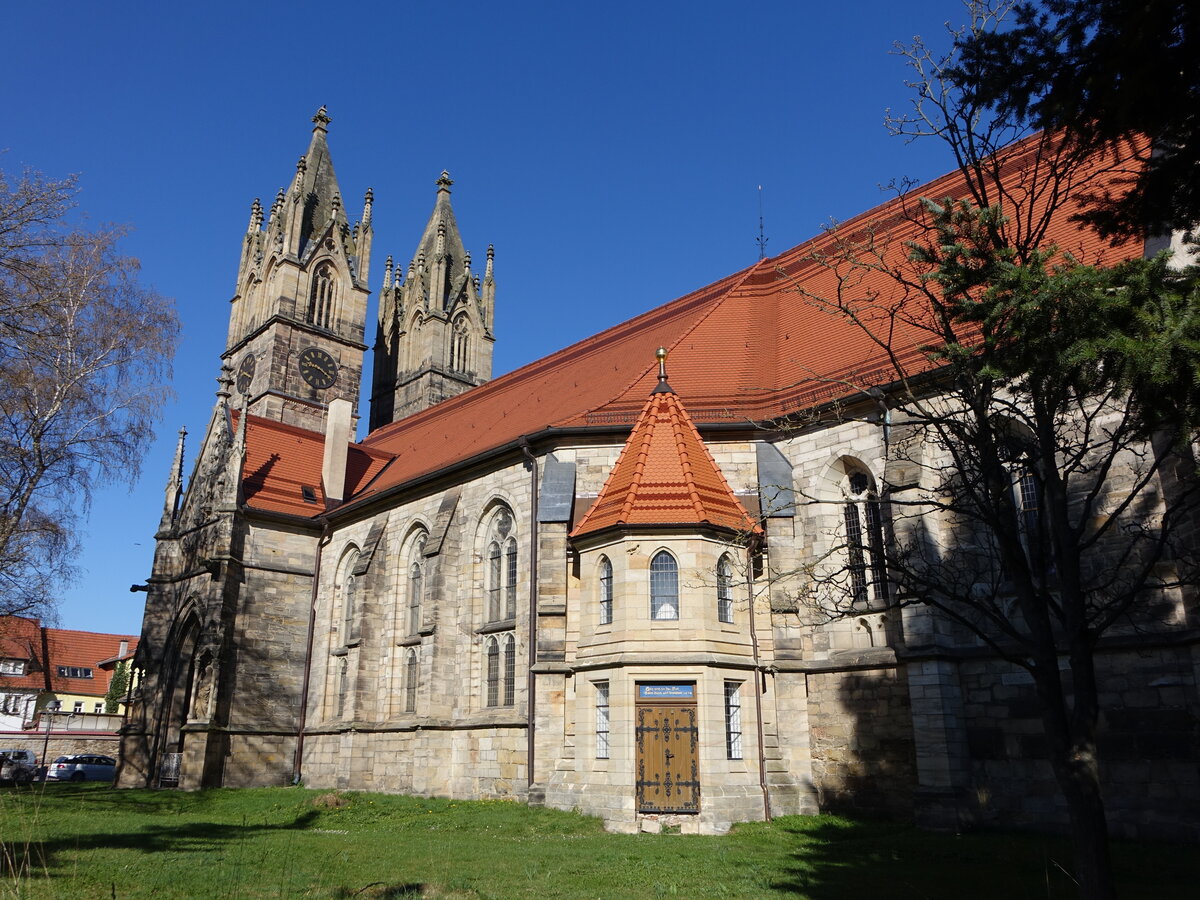 Stadtilm, evangelische Stadtkirche St. Marien, erbaut bis 1235 (17.04.2022)