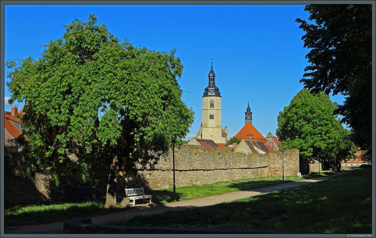 Stadtmauer und St.-Marien-Kirche in Laucha (Unstrut). (02.06.2020)