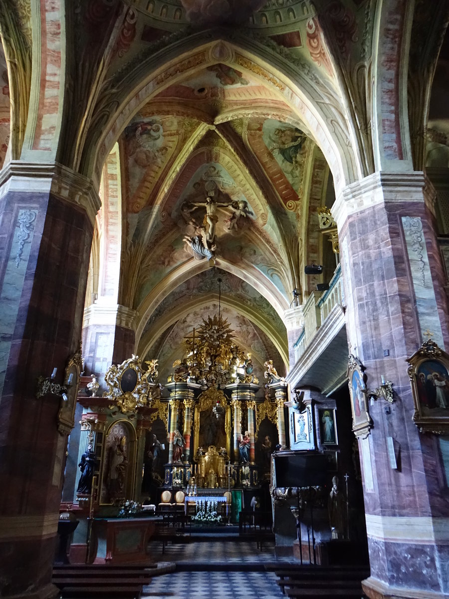 Staniatki, Kreuzrippengewlbe in der Klosterkirche zu unserer Lieben Frau, Rokokoaltar von Andrzej Radwanski (03.09.2020)