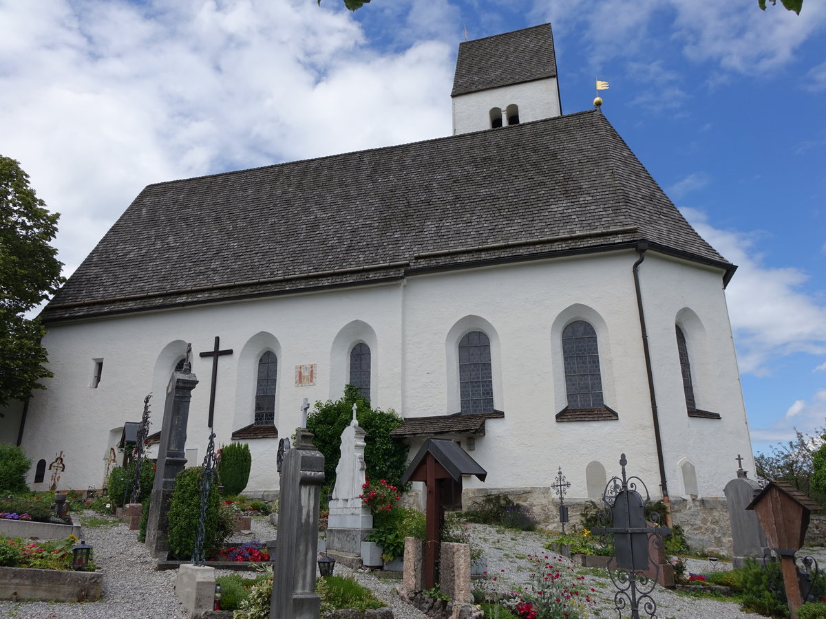Steinkirchen, Kath. Kirche St. Peter, sptgotische Anlage, erbaut Ende 15. Jahrhundert, im Inneren barockisiert (03.07.2016)