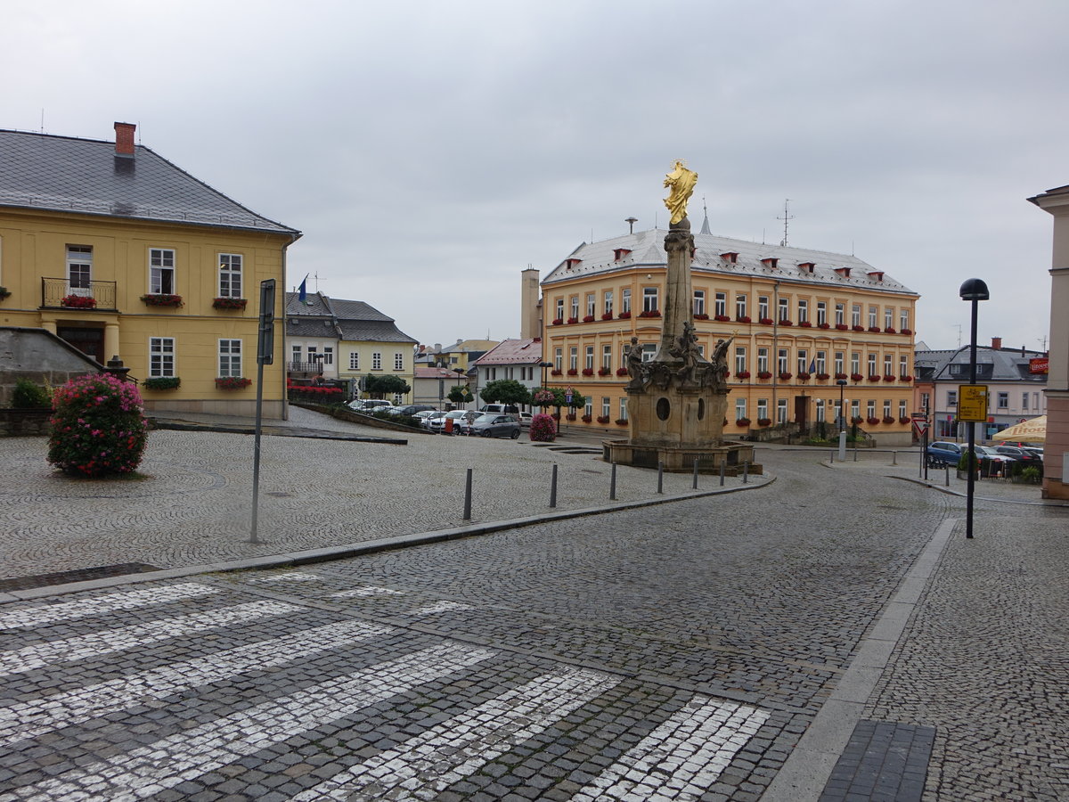 Sternberk / Sternberg, Mariensule von 1719 am Horni Namesti (03.08.2020) 