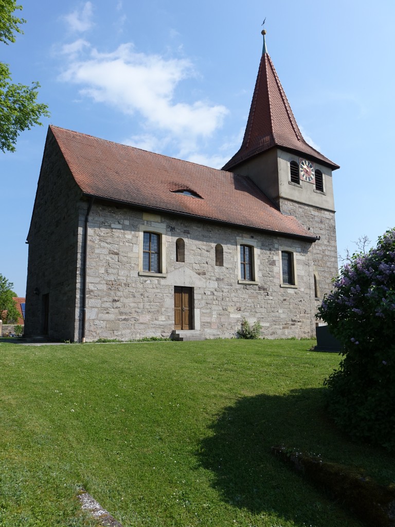 Stettberg, Ev. St. Nikolaus Kirche, Chorturmkirche, erbaut im 13. Jahrhundert (14.05.2015)