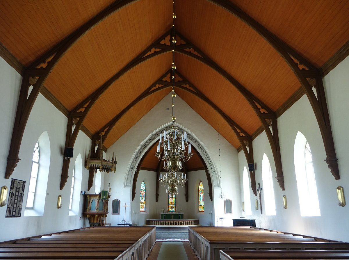 Stjärnsund, neugotischer Innenraum der Ev. Kirche (22.06.2017)