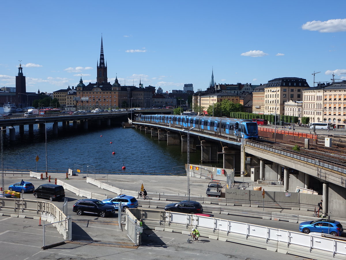 Stockholm, Aussicht auf die Centralbron und Stadtviertel Gamla Stan (04.06.2018)