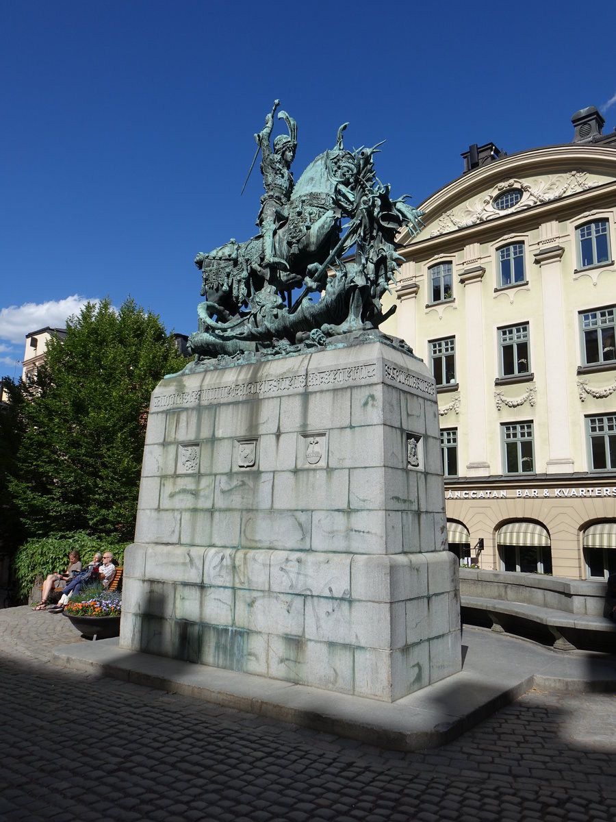 Stockholm, Denkmal am Köpmanstorget im Viertel Gamla Stan (04.06.2018)