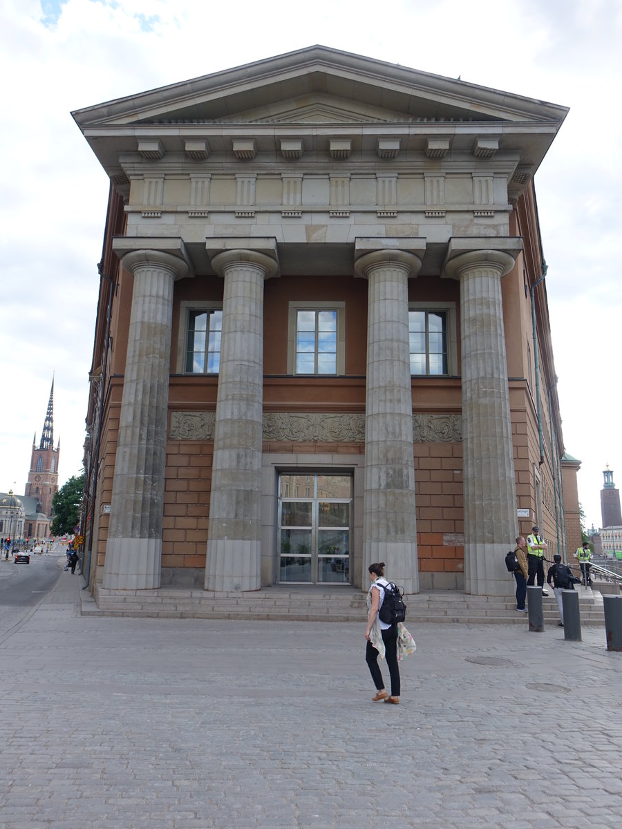 Stockholm, Kanslihuset, alte Münze, erbaut von 1922 bis 1925 durch Gustaf Clason, heute Sitz des Premierminister (04.06.2018)
