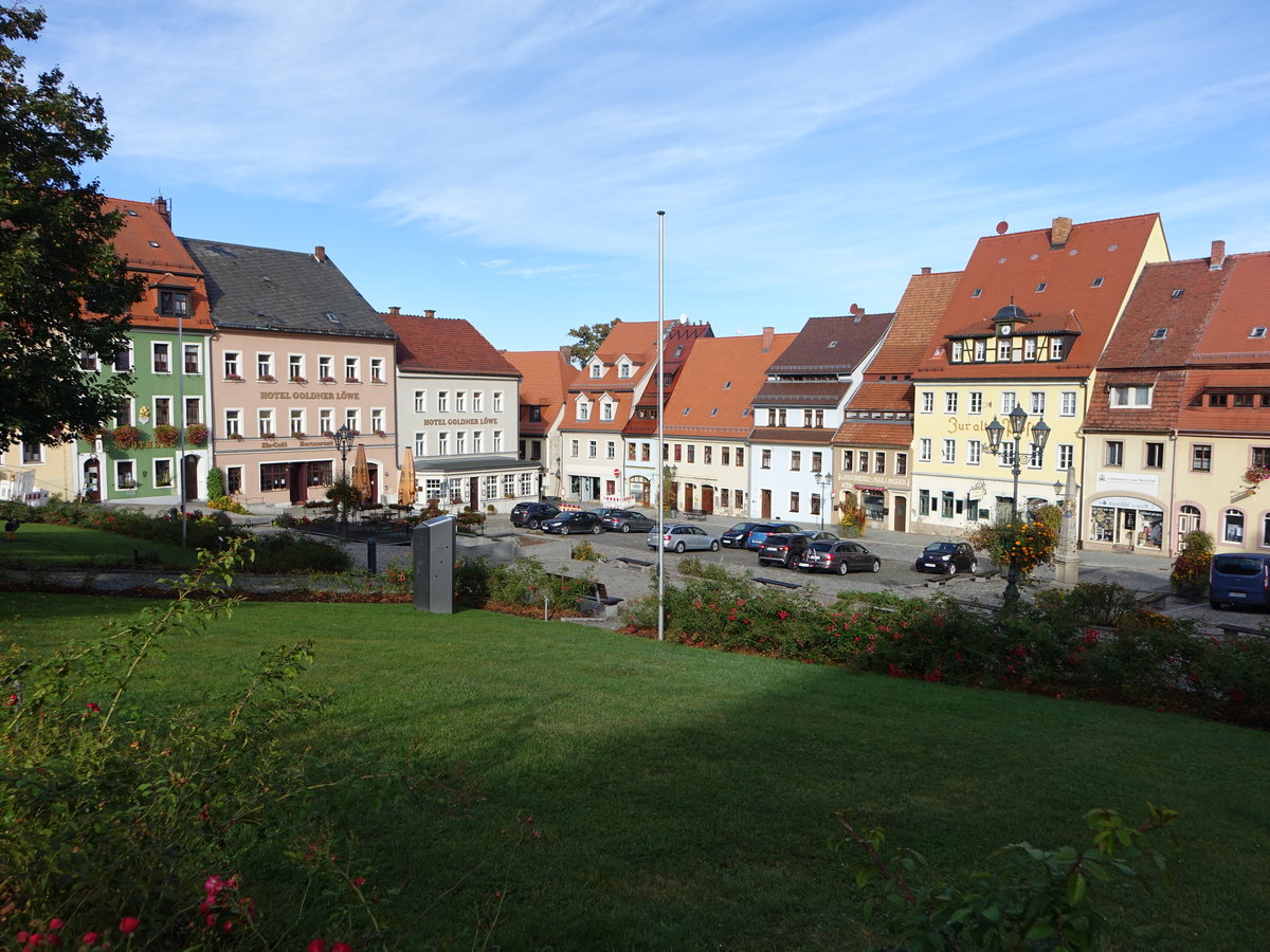 Stolpen, historische Huser am Marktplatz (04.10.2020)