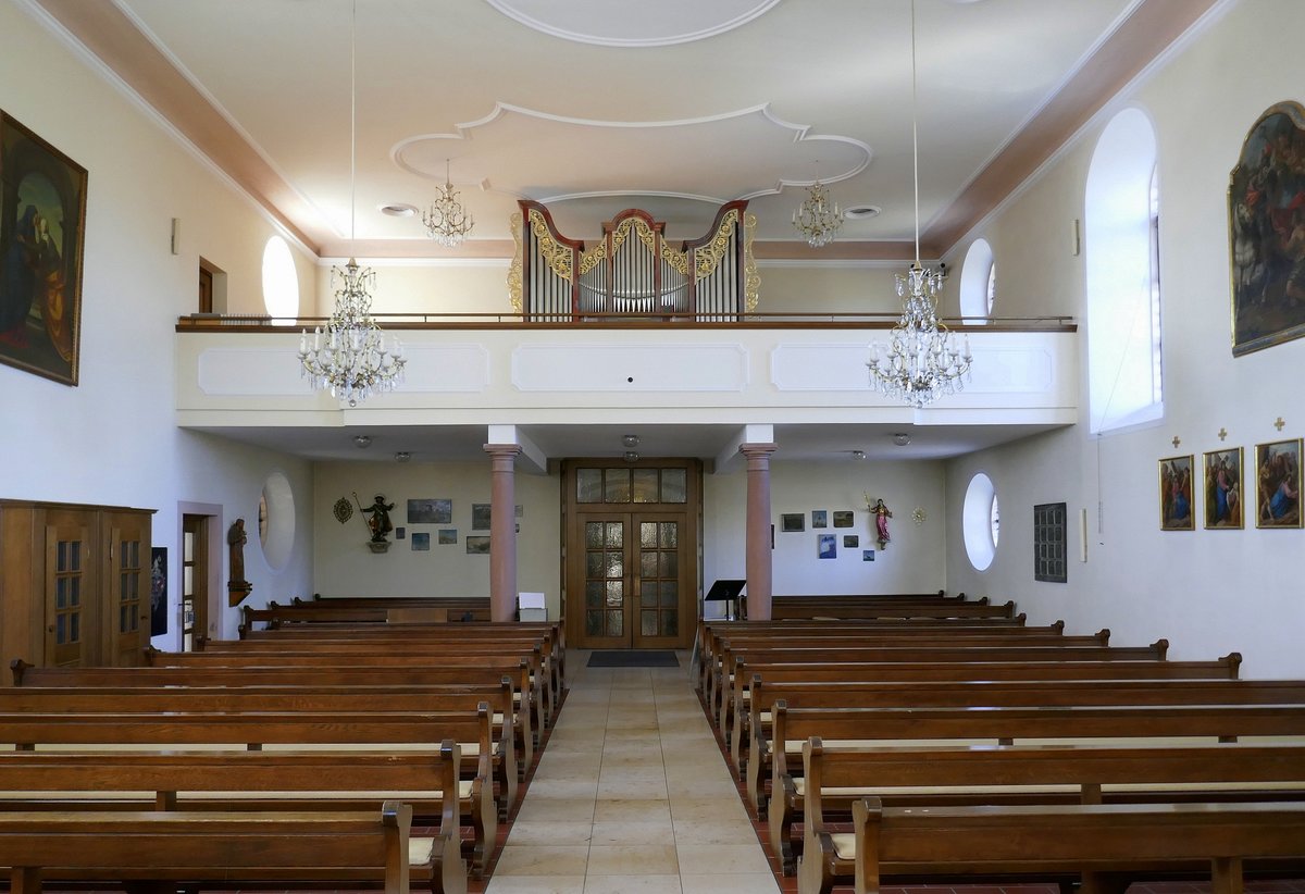 St.Peter/Schwarzwald, Blick zur Orgelempore in der Wallfahrtskirche Maria Lindenberg, 2013 wurde die neue Orgel eingeweiht, Nov.2018