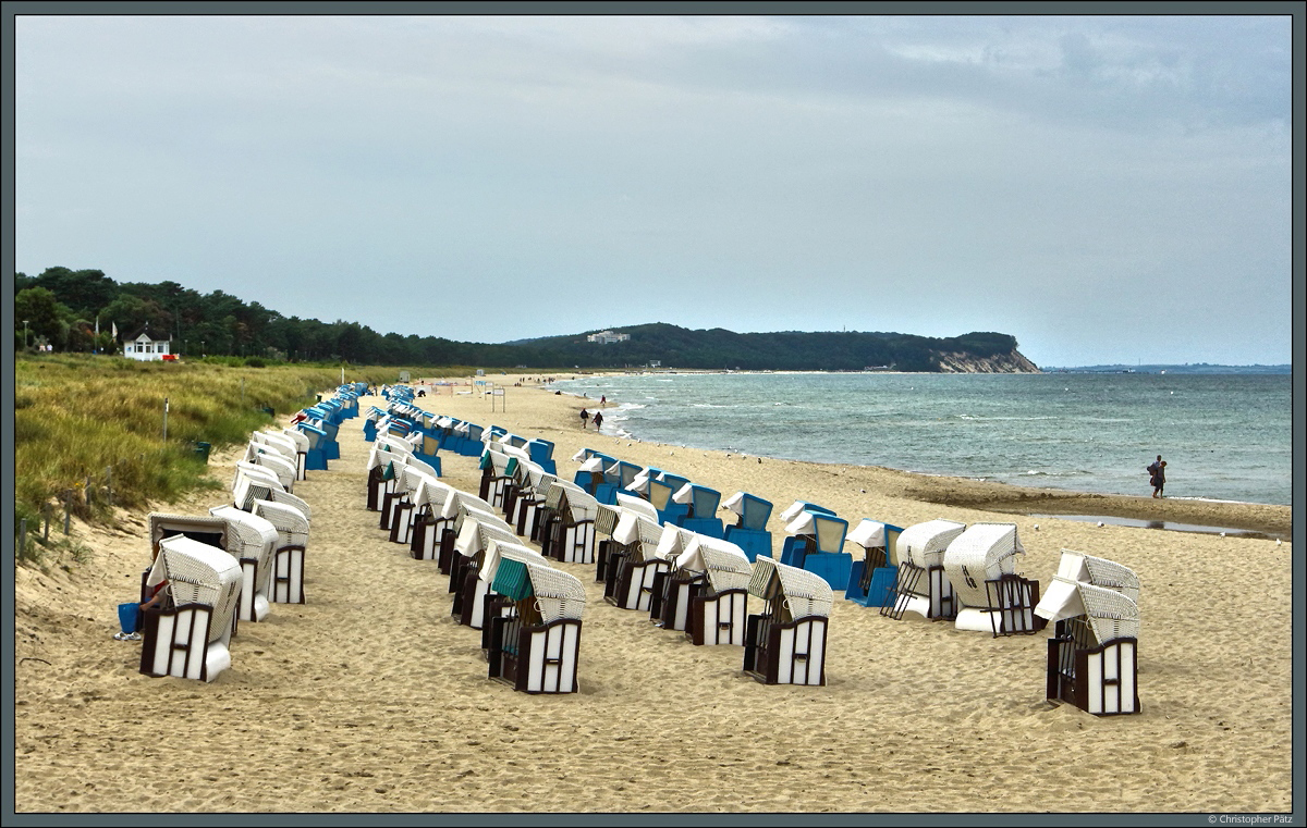 Strandkrbe am Ostseestrand in Ghren. (17.08.2019)