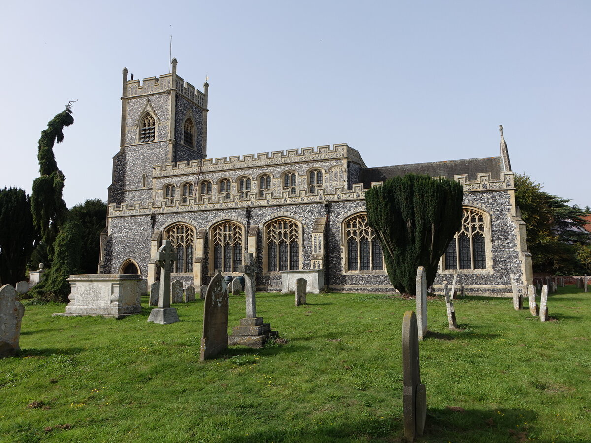 Stratford St. Mary, Pfarrkirche St. Mary, erbaut im 14. Jahrhundert (06.09.2023)