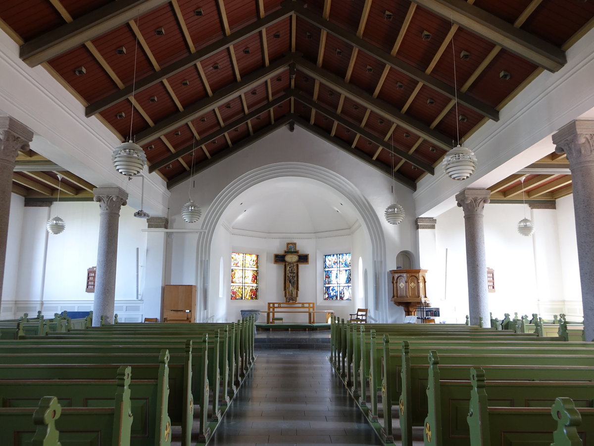 Struer, neugotischer Innenraum der Ev. Kirche, Kanzel von 1891 (25.07.2019)