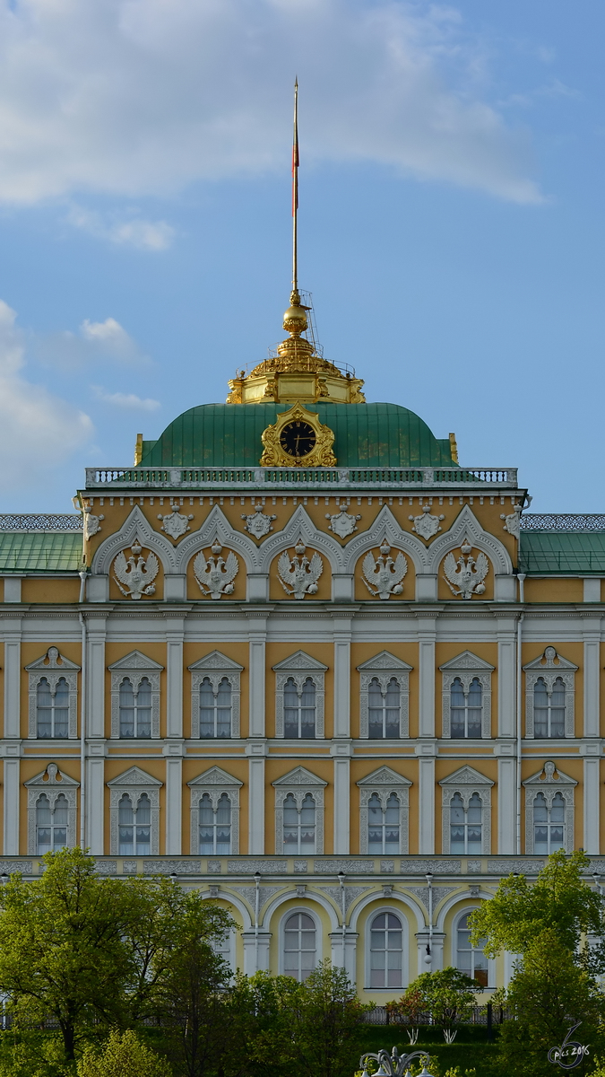 Sdfassade des Groen Kremlpalastes Anfang Mai 2016 in Moskau.