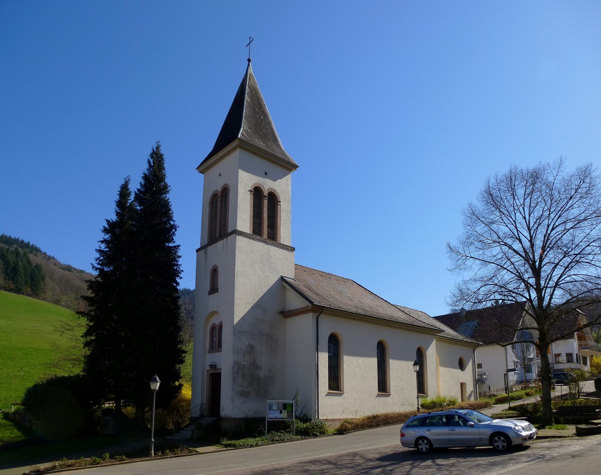 Suggental im Schwarzwald, die Dorfkirche, Mrz 2014 