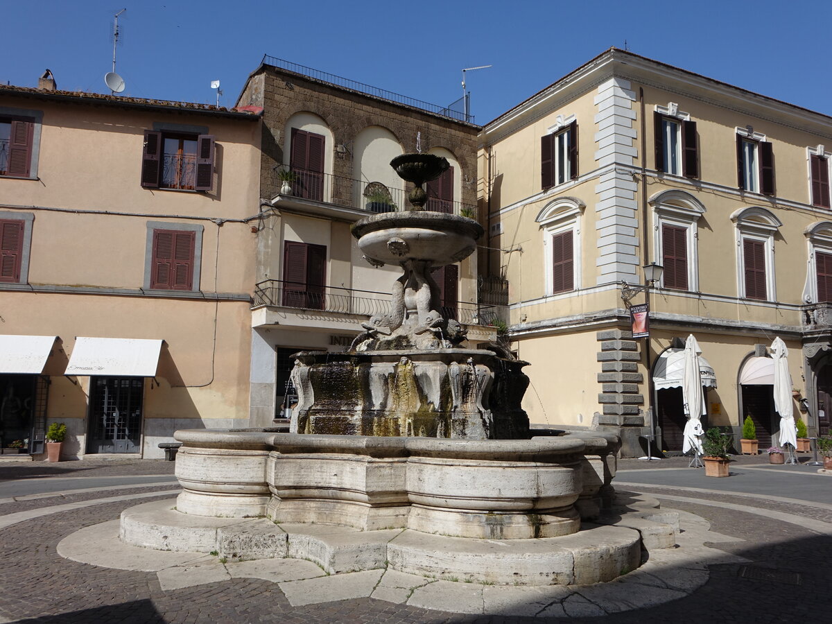 Sutri, Brunnen und Huser an der Via Roma (23.05.2022)