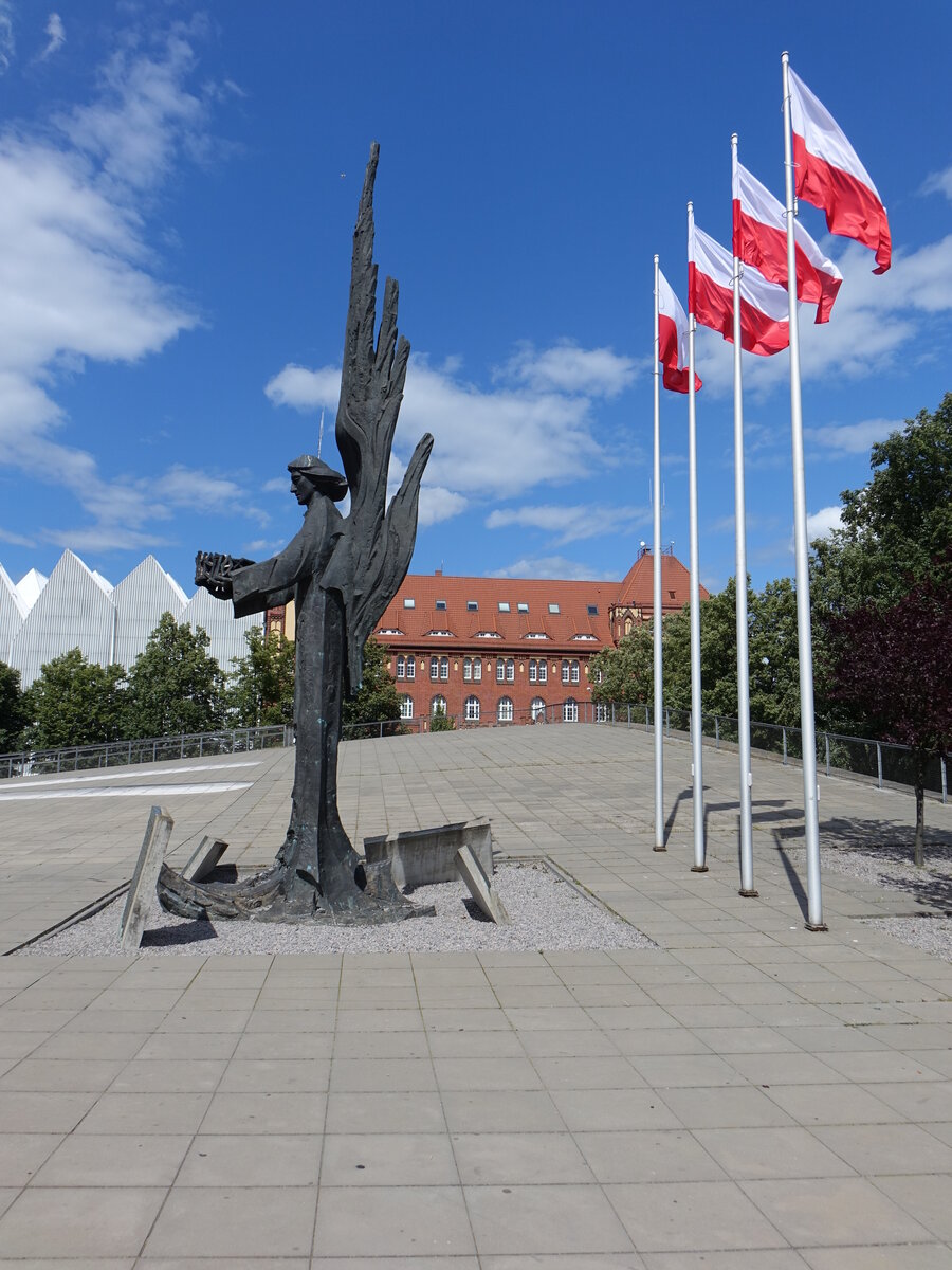 Szczecin / Stettin, Denkmal am Plac Solidarnosci (31.07.2021)