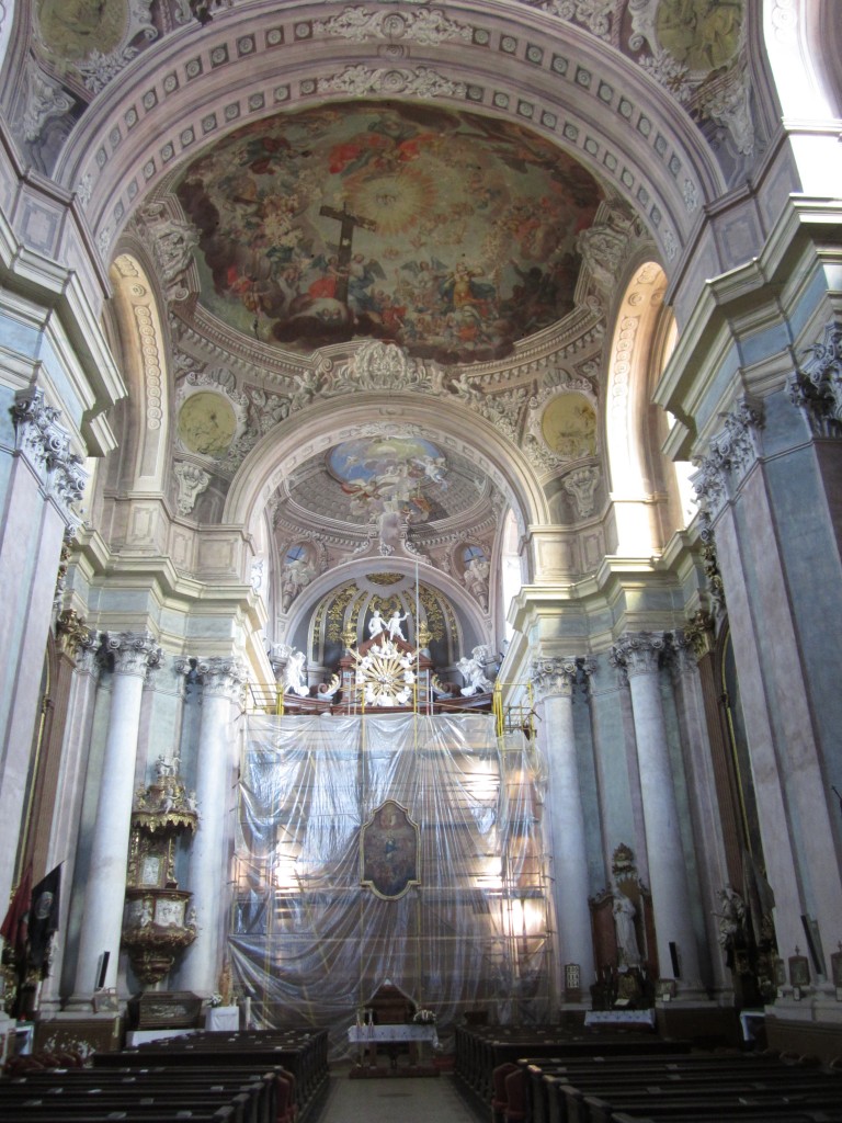 Szentgottard, Inneres der Klosterbasilika, Fresken von 1784, erschaffen von 
Stephan Dorffmeister (21.08.2013)