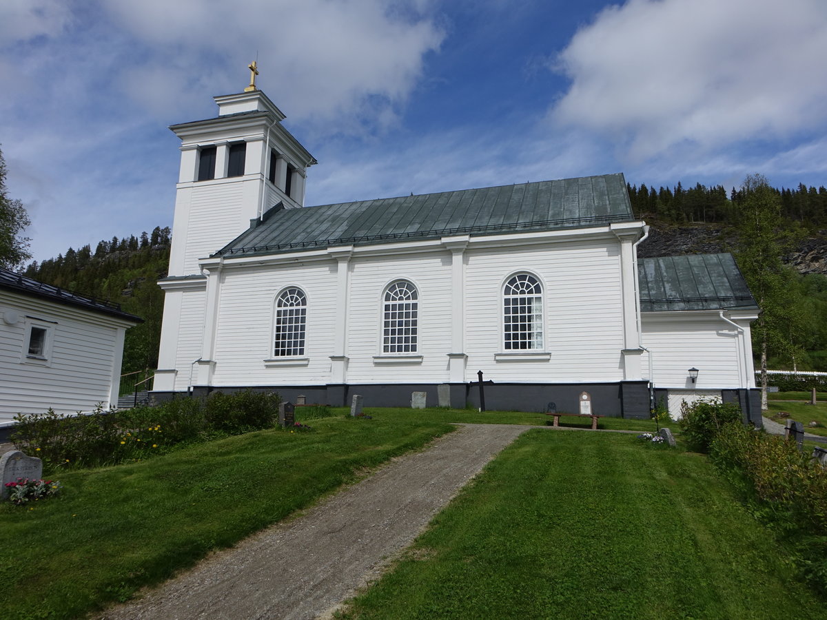 Tnns, Ev. Kirche, erbaut 1850, hchst gelegene Kirche Schwedens auf 648 Meter (17.06.2017)