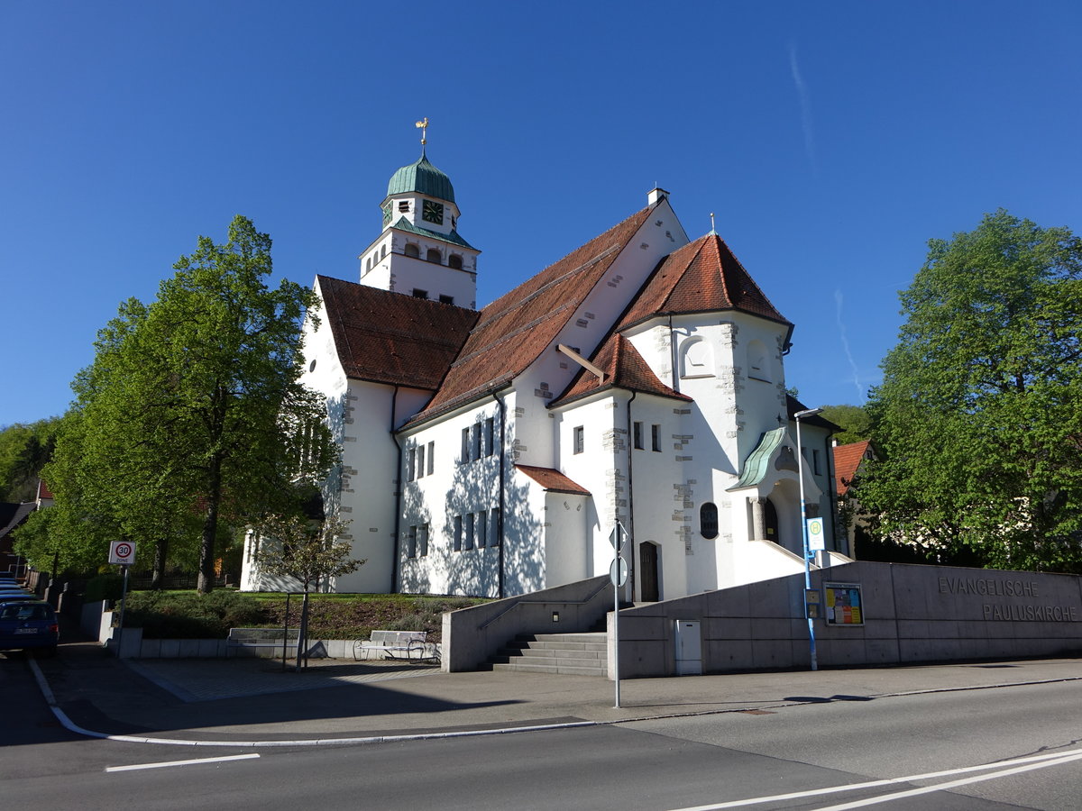Tailfingen, Ev. St. Paulus Kirche, erbaut bis 1907 im Jugendstil (21.05.2017)