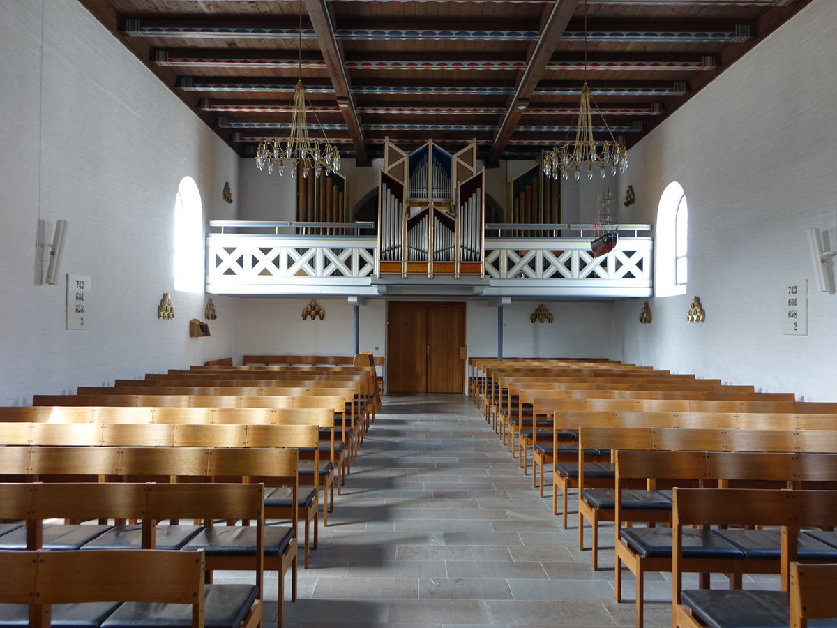 Tarm, Orgelempore in der Ev. Kirche, erbaut 1954 durch Th. Frobenius (09.06.2018)