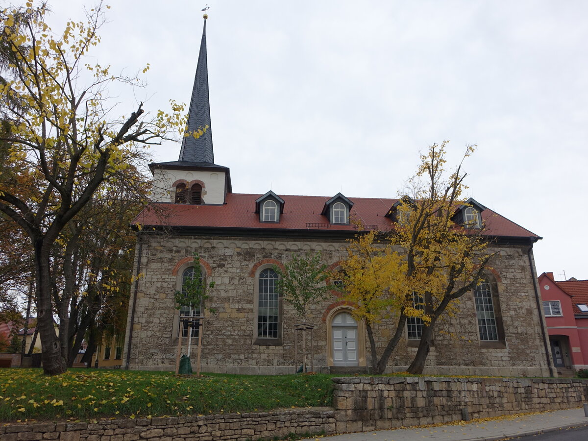 Taubach, evangelische St. Ursula Kirche, erbaut von 1848 bis 1849 (21.10.2022)