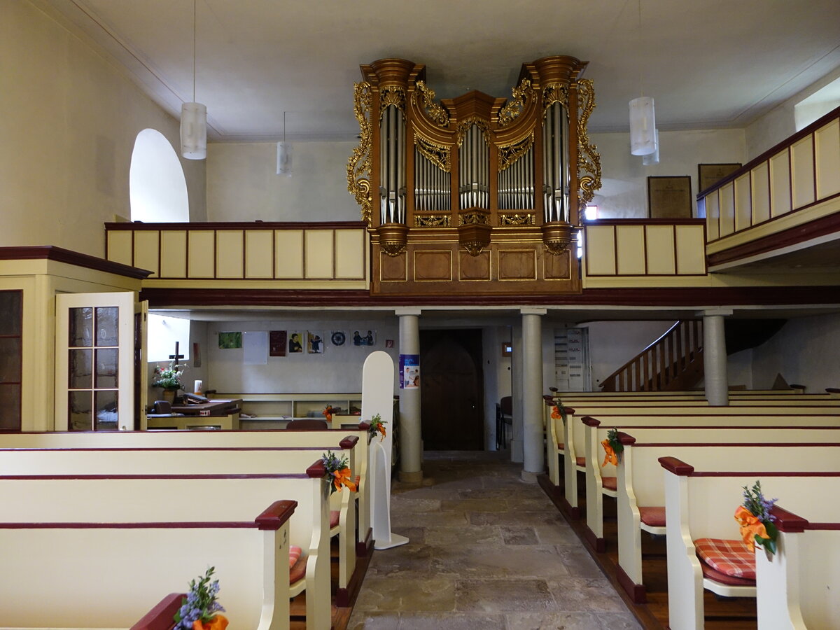 Theisbergstegen, Orgel in der evangelischen St. Peter Kirche, Orgelprospekt aus dem 18. Jahrhundert (23.05.2021)