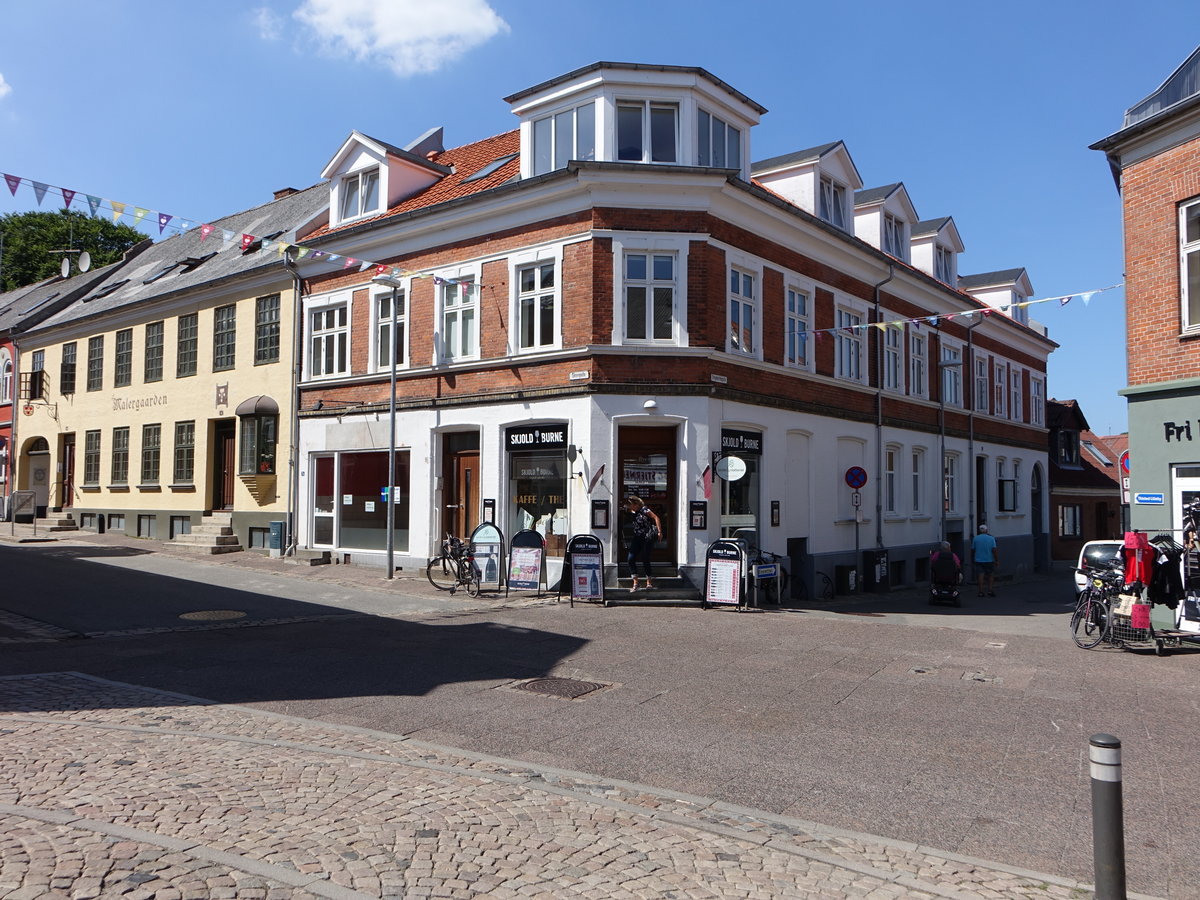 Thisted, historische Gebude in der Skovgade Strae (08.06.2018)