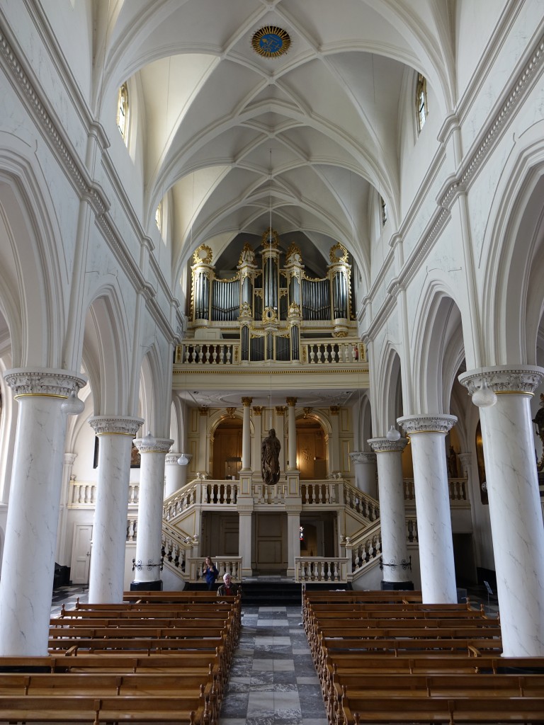 Thorn, Orgelempore der Abteikirche, Orgel von Jean-Francois le Picard, 18. Jahrhundert, heute Orgelwerk erbaut 1951 von Vermeulen (02.05.2015)