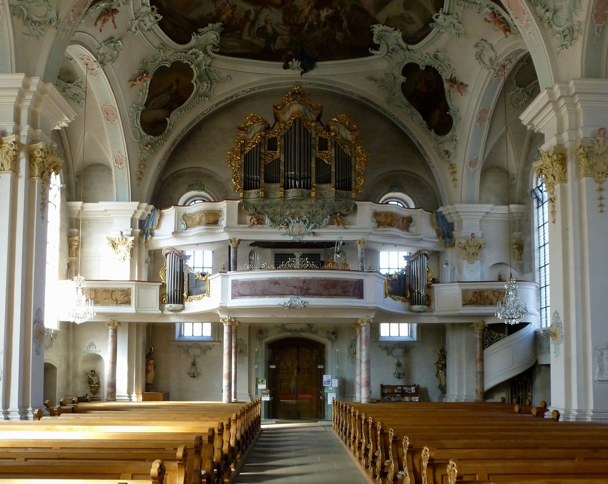 Tiengen, Blick zur Orgelempore in der kath. Pfarrkirche, Sept.2015