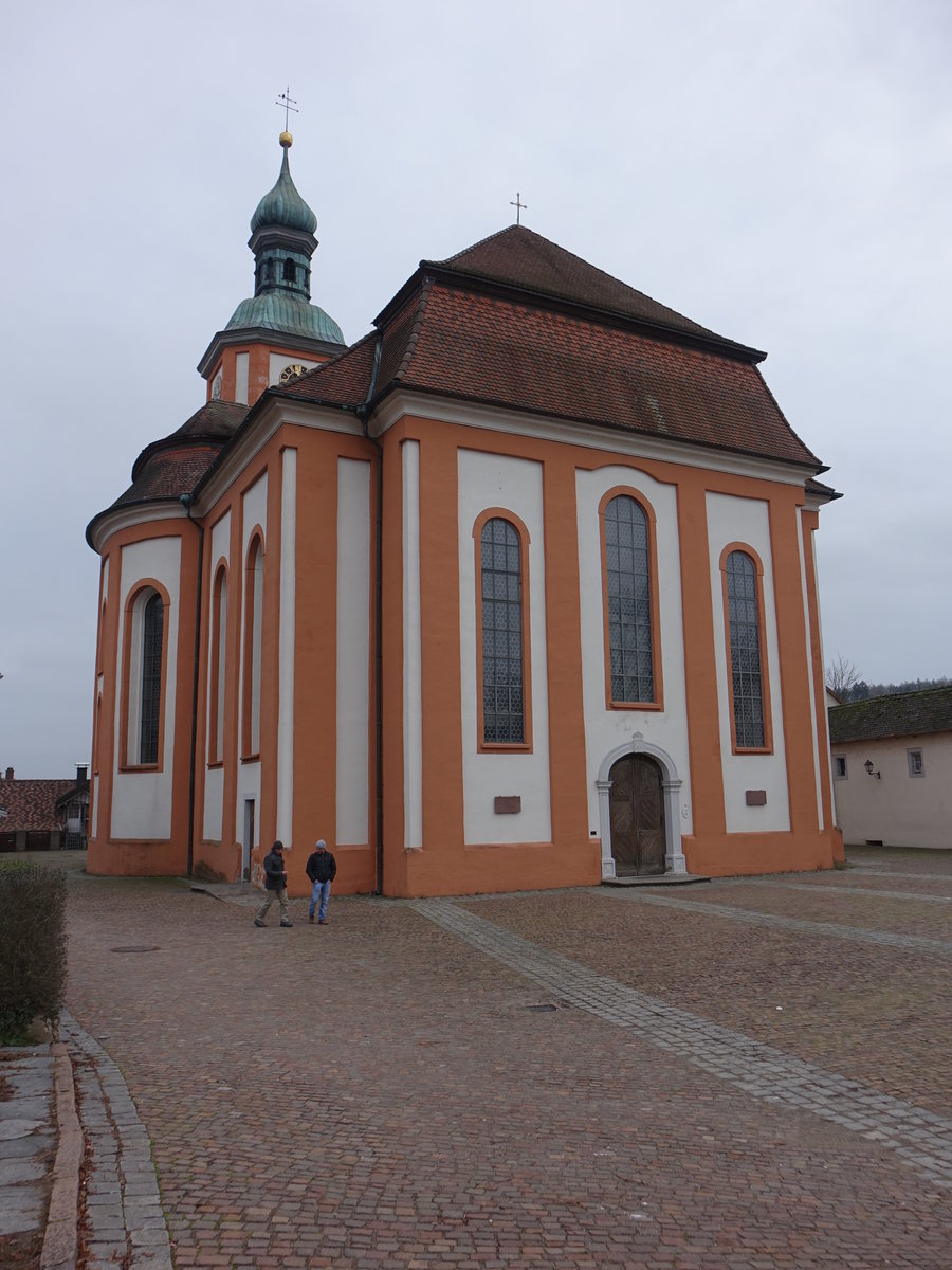 Tiengen, kath. Pfarrkirche Maria Himmelfahrt, erbaut von 1753 bis 1755 durch den Vorarlberger Baumeister Peter Thumb (30.12.2018)