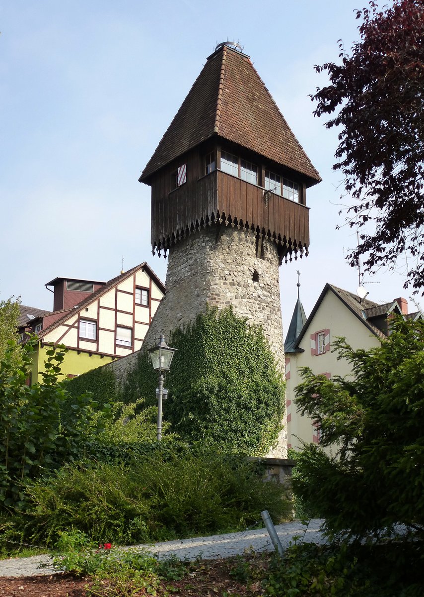 Tiengen, der Storchenturm, Teil der ehemaligen Stadtbefestigung, erbaut um 1300, Sept.2015