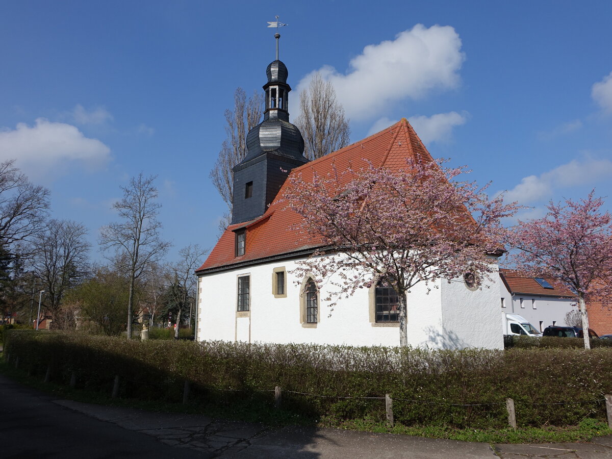 Tttleben, evangelische St. Anna Kirche, erbaut von 1430 bis 1450 als sptgotische Saalkirche (09.04.2023)