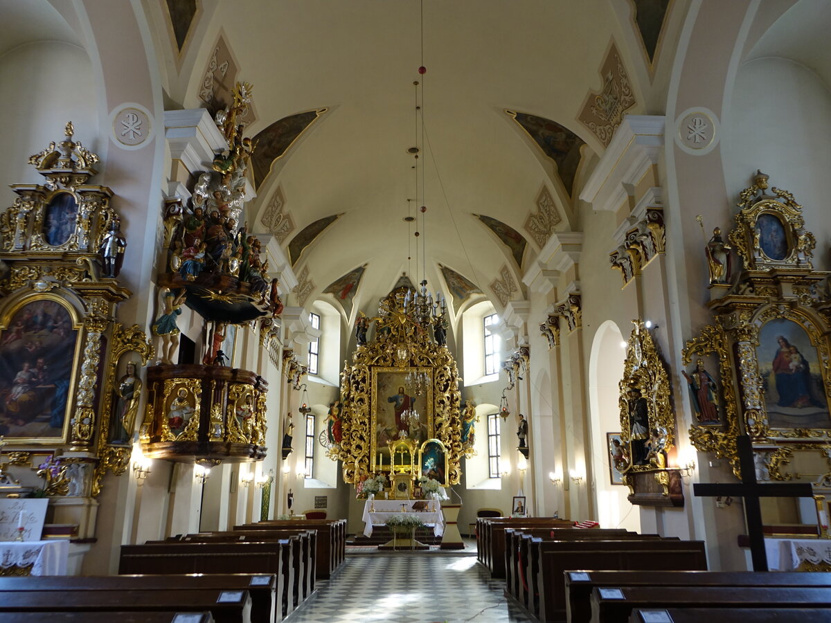Toszek / Tost, barocker Innenraum der Pfarrkirche St. Katharina (13.09.2021)