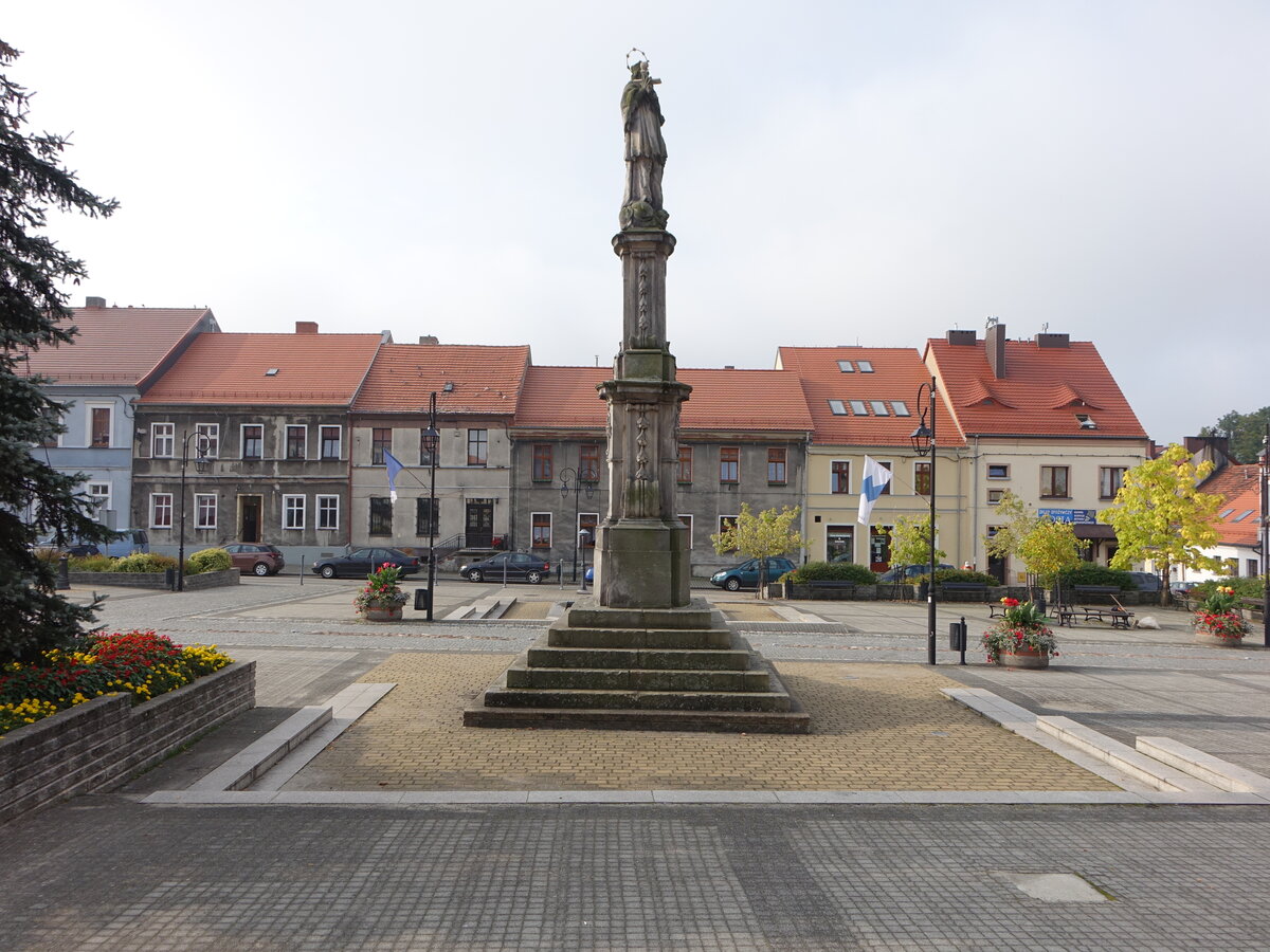 Toszek / Tost, Nepomuk Sule von 1706 am Rynek Platz (13.09.2021)