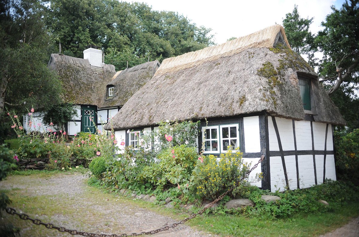 Traditionelle Reetdachhuser in Sieseby. Aufnahme: 2. August 2008.