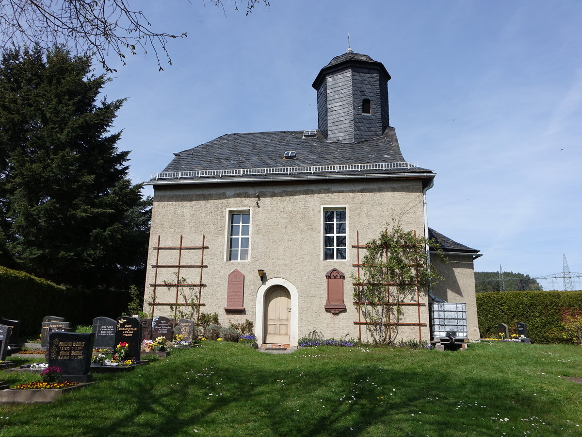 Trannroda, evangelische Dorfkirche, erbaut im 15. Jahrhundert (22.04.2023)