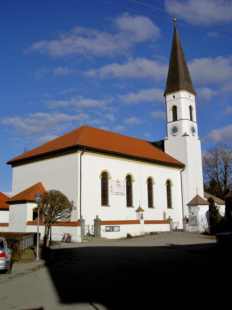 Trauchgau, St. Andreas Kirche, Kirchplatz, erbaut 1819 durch Matthias Left (20.02.2014)