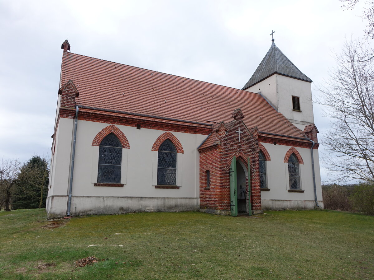 Trebitz, evangelische Kirche, verputzte Saalkirche aus dem 18. Jahrhundert (04.04.2026)