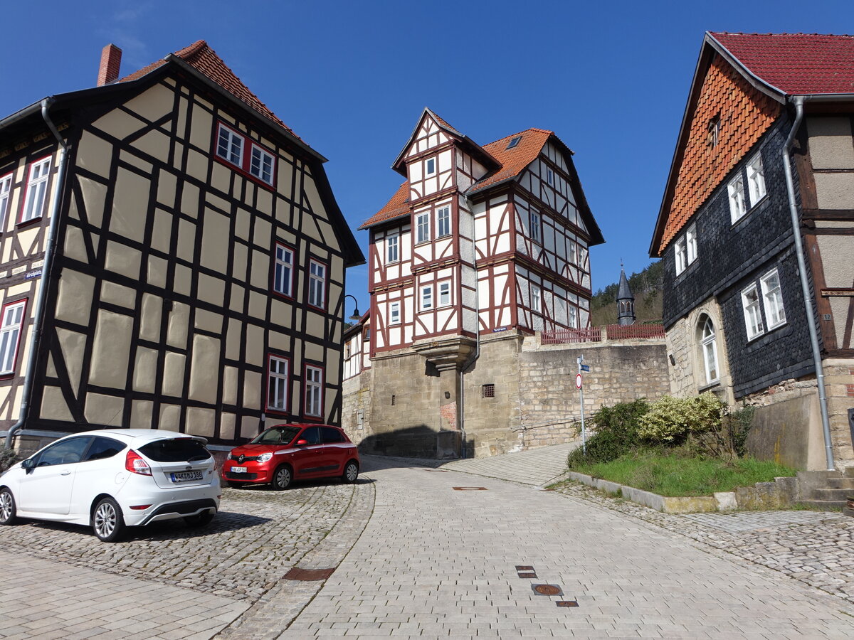 Treffurt, historische Fachwerkhuser in der Kirchstrae (17.03.2024)