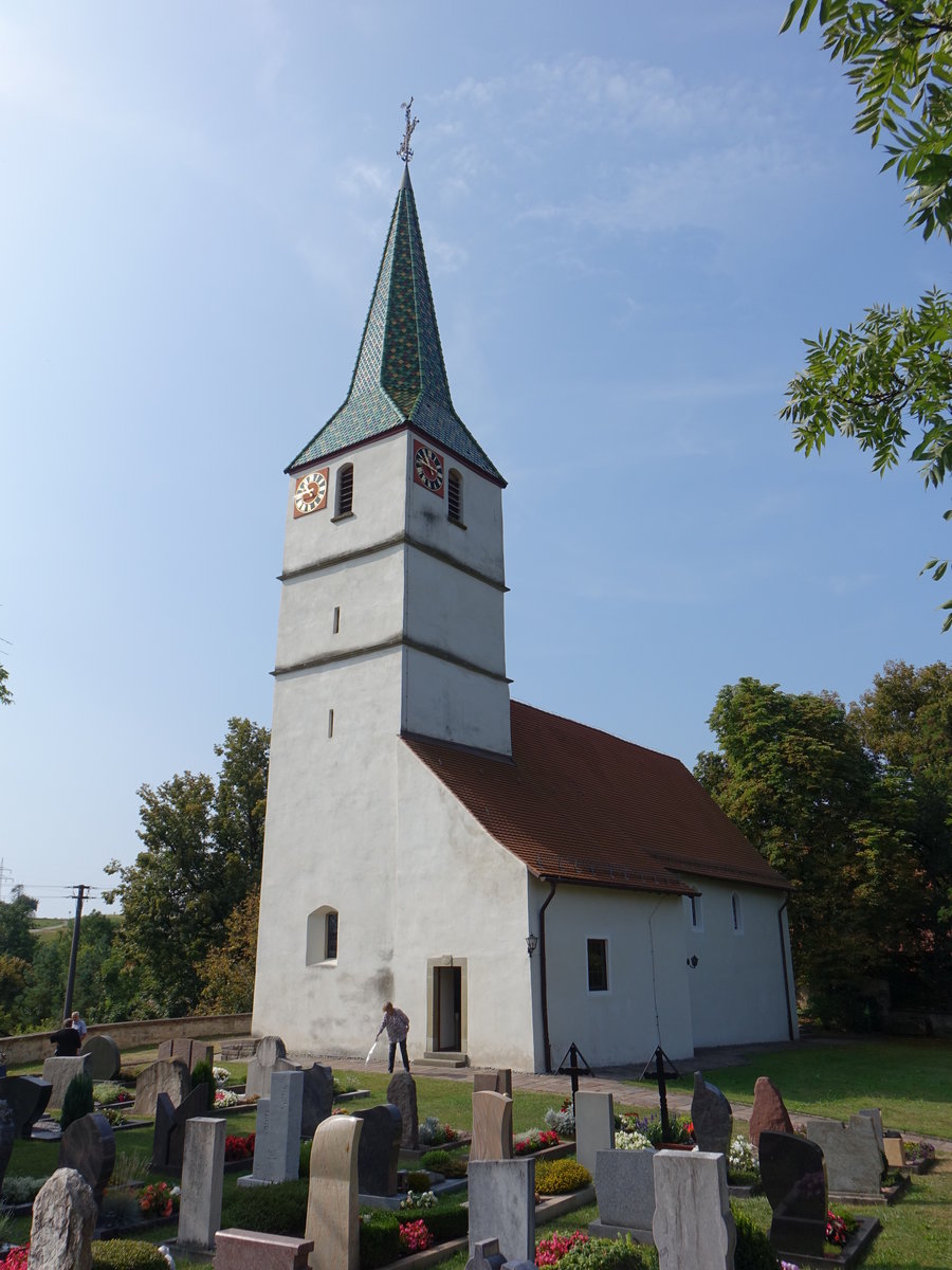 Trichtingen, evangelische St. Cyriakus Kirche, erbaut ab 1275 (19.08.2018)